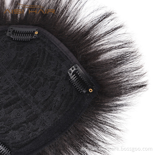 Aisi Hair 100% Human Hair Toupee for Men Natural Black Hair Machine Made Toupee Replacement System Hairpieces with Clips